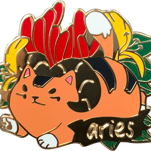 Cat Astrology Aries Enamel Pin