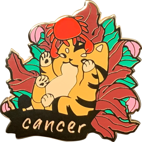 Cat Astrology Cancer Enamel Pin