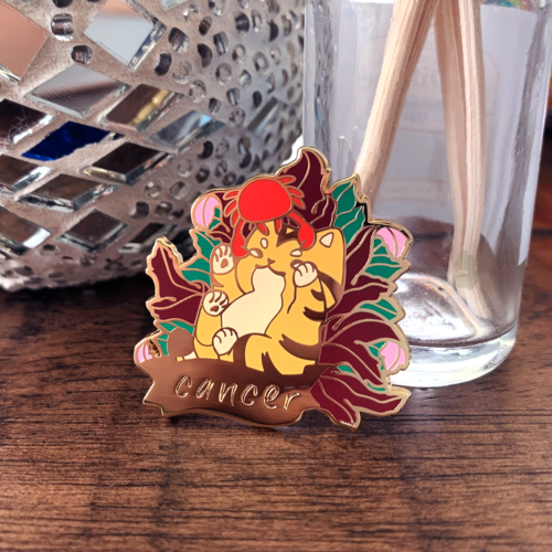 Cat Astrology Cancer Enamel Pin