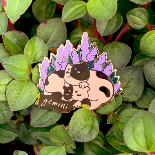 Cat Astrology Gemini Enamel Pin